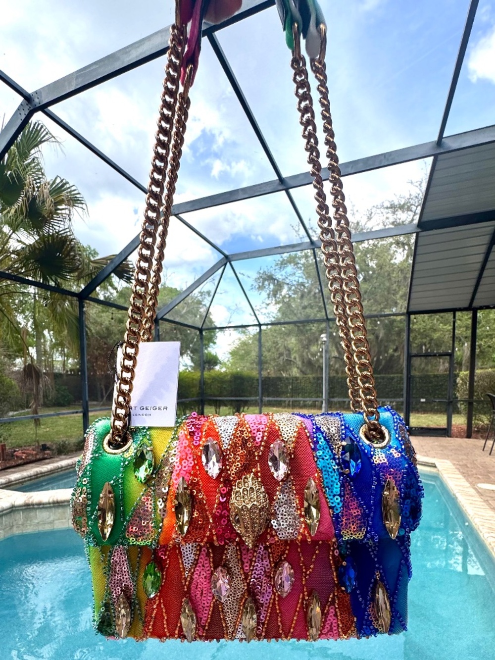 NWT GORGEOUS Kurt Geiger Kensington Ombré Sequin Gemstone Bag - Picture 3 of 10
